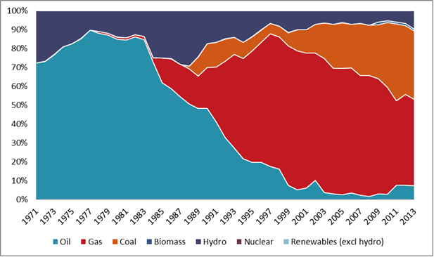 Malaysian Power Mix Evolution (1971-2013)